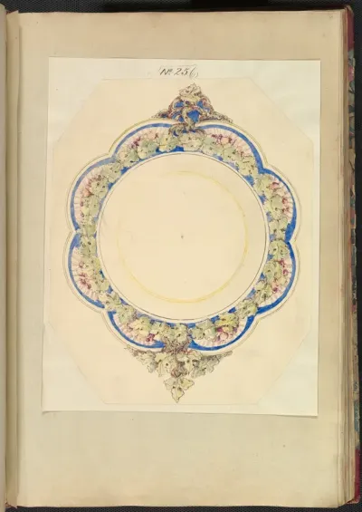 Design for an Eight- Lobed Platter with Leaf Handles