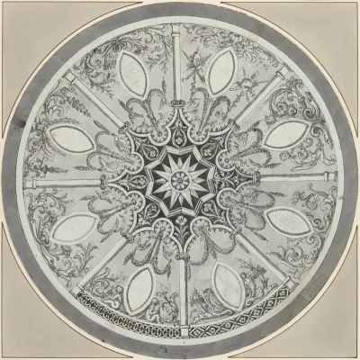 Design for an Inlaid Circular Table Top, with Alternatives