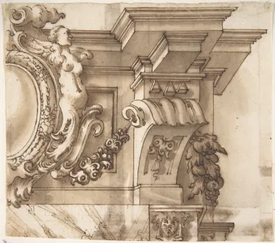 Design for an Overdoor Decoration (?) (recto); Part of a Doorway (verso)