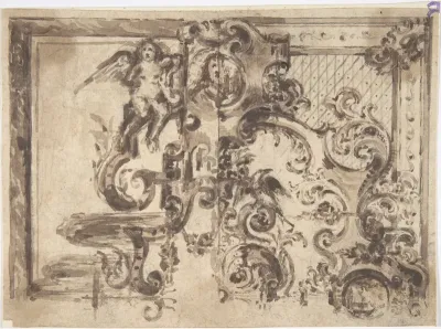 Design for an Overmantel or Door with a Variant