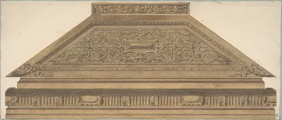 Design for Carved Wood Paneling and Molding Featuring Strapwork