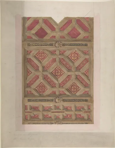 Design for Coffered Ceiling in Red and Gold
