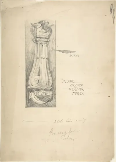 Design for Door Knocker, for "The Builder's Journal"