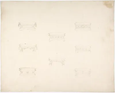 Design for Eight Gothic Footstools