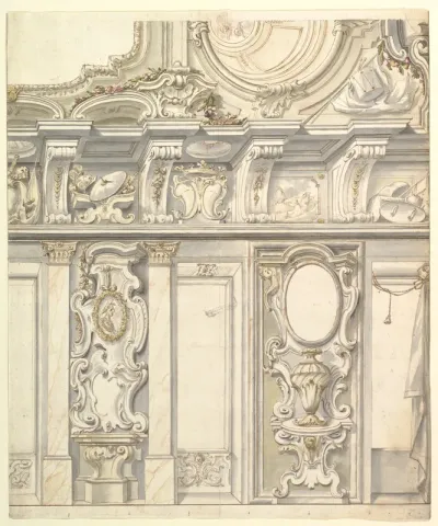 Design for Elevation for Elaborate Wall and Vault with the Savoya Arms