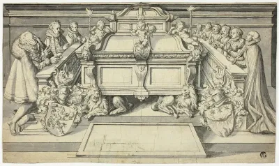 Design for Epitaph: Family Members Kneeling Before Tomb