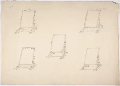 Design for Five Table Top Mirrors with Varying Ornament