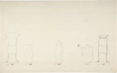 Design for Four Vases and a Teapot