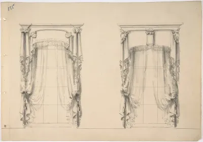 Design for Fringed Curtains Hanging at Two Windows