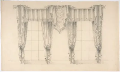 Design for Fringed Curtains Surrounding Two WIndows