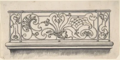Design for iron work balcony, with alternate