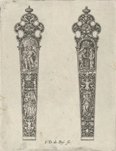 Design for Knife Handles with 'Sine Cerere et Baccho Friget Venus' and a Couple Shaking Hands