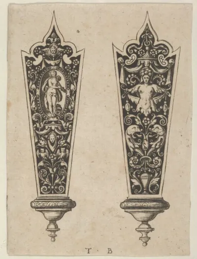 Design for Knife Handles with the Death of Lucretia and Grotesques