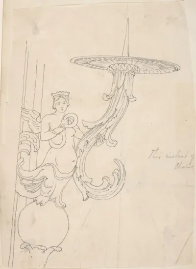 Design for Metal Candleholder Supported by a Sphinx