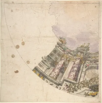 Design for One Eighth of an Illusionistic Ceiling of a Dome