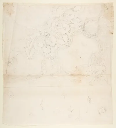 Design for One Quarter of a Ceiling with a Medallion at the Center (recto); Design for a Quarter of a Ceiling with a Medallion at the Corner and a Medallion at the Center (verso)