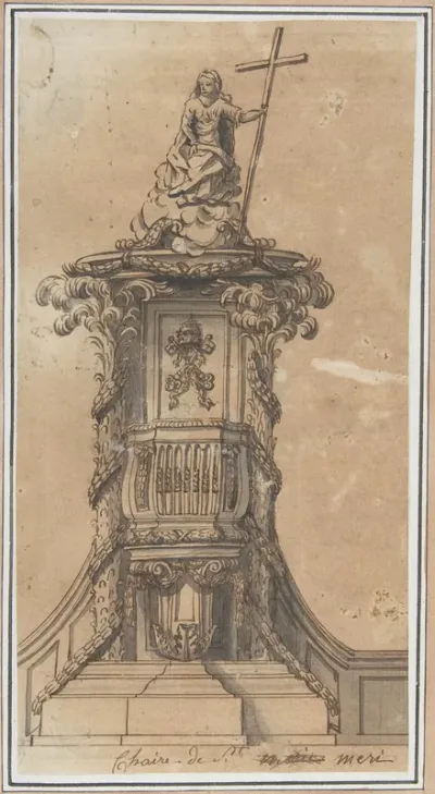 Design for Pulpit with Papal Tiara