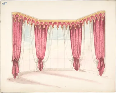 Design for Red Curtains with a Red and Gold Pelmet