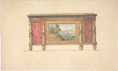 Design for Sideboard with Inset Landscape