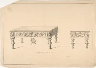 Design for Square Pianoforte, Grecian Style