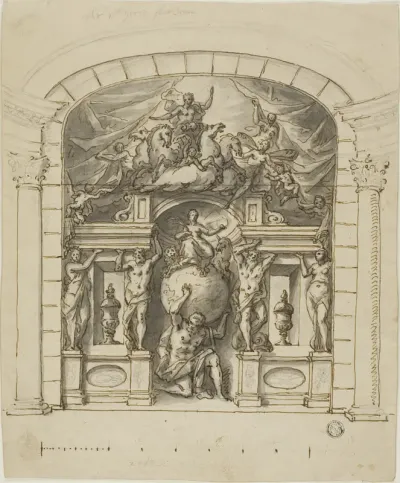 Design for Stage Scenery (Hampton Court) with Mythological Figures