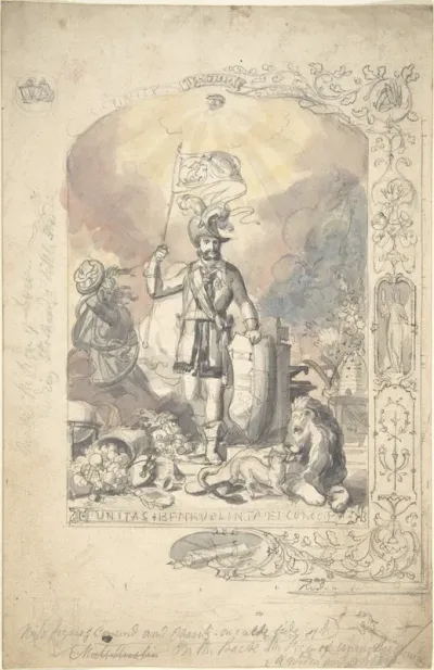 Design for the Ancient Order of Foresters: "Unity, Benevolence and Concord"