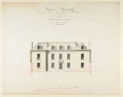 Design for the Exterior Façade of the Country House of Monsieur Blaney, Belleville (recto); Design for façade (verso)