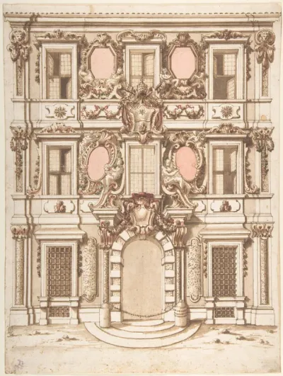 Design for the Façade of a Palace with the Coat of Arms of Pope Clement IX