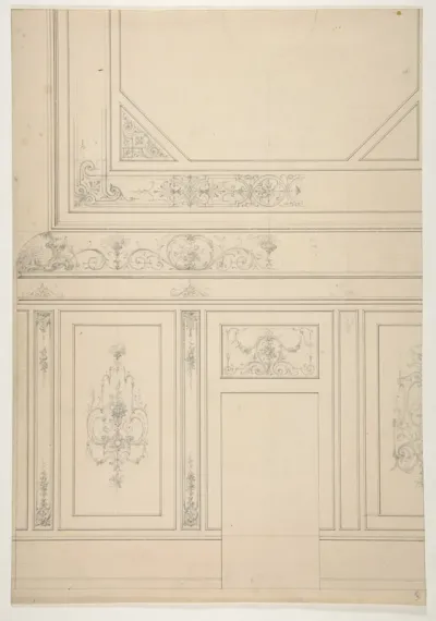 Design for the painted decoration of a rooms walls and ceiling