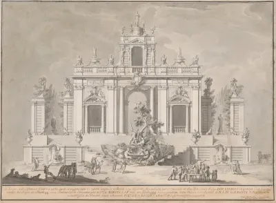 Design for "The Prima Macchina for the Chinea of 1774: Hercules and the Dragon in the Garden of the Hesperides"