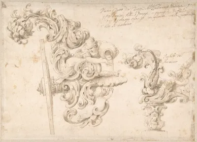 Design for the Rear of a Coach with a Girl Pouring Water into a Shell