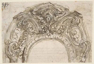 Design for the Top of an Arch, Decorated with a Cherub (recto); Design for the Frame of a Frieze (verso)