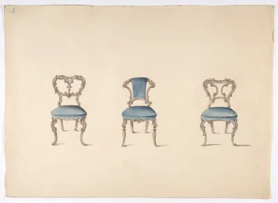 Design for Three Chairs Upholstered in Blue