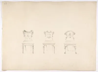 Design for Three Chairs with Armorial Ornament on Backs