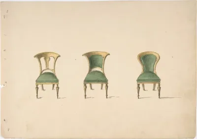 Design for Three Chairs with Green Upholstery