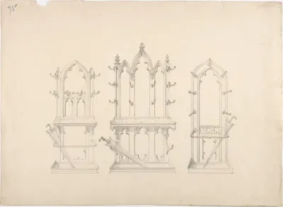 Design for Three Gothic Hat and Umbrella Stands