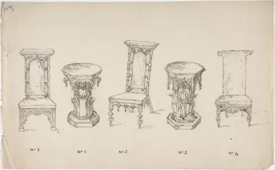 Design for Three Low Chairs and Two Pedestal Tables