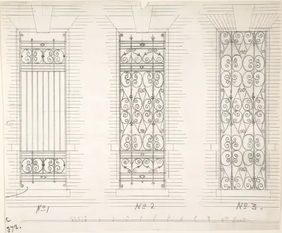 Design for Three Wrought Iron Window Guards