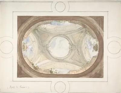Design for Trompe L'Oeil Ceiling for Dining Room, Hôtel de Trévise