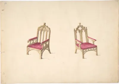 Design for Two Gothic Style Armchairs