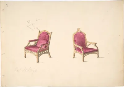 Design for Two Medieval Style Armchairs for "Rev. W. Lloyd"