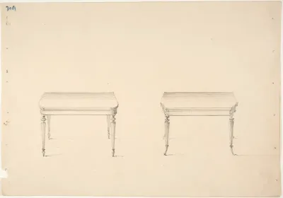 Design for Two Small Tables with Tapered Columnar Legs