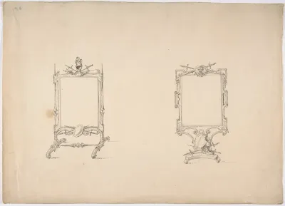 Design for Two Tabletop Mirrors with Military Ornament