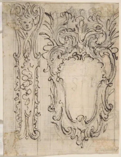 Designs for a Pilaster Ornament and Cartouche (recto); Design for a Window or a Wall Plaque (verso)