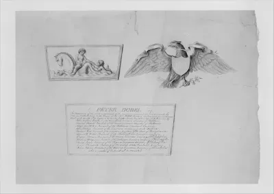 Designs for the ornaments and inscription on a testimonial urn
