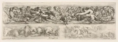 Designs for Three Friezes with Hunting Themes, plate 9 from "Decorative friezes and foliage" (Ornamenti di fregi e fogliami)