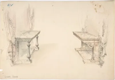 Designs for Two Marble Pier Tables with Draperies