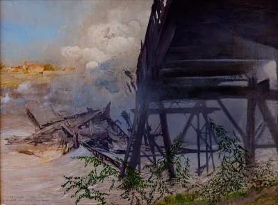 Destruction of the bridge over the Tagliamento River in Latisana