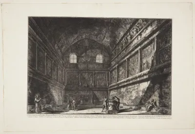 Det indre af det såkaldte Bacchus-templel, nu kirken San Urbano, udenfor Rom