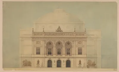 Det Kgl. Teater 1874. Facaden mod Kgs. Nytorv